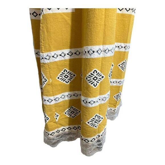 Misslook Maxi Boho Yellow Shift Dress Size M Southwestern Lace Trim Sleeveless - Picture 6 of 12